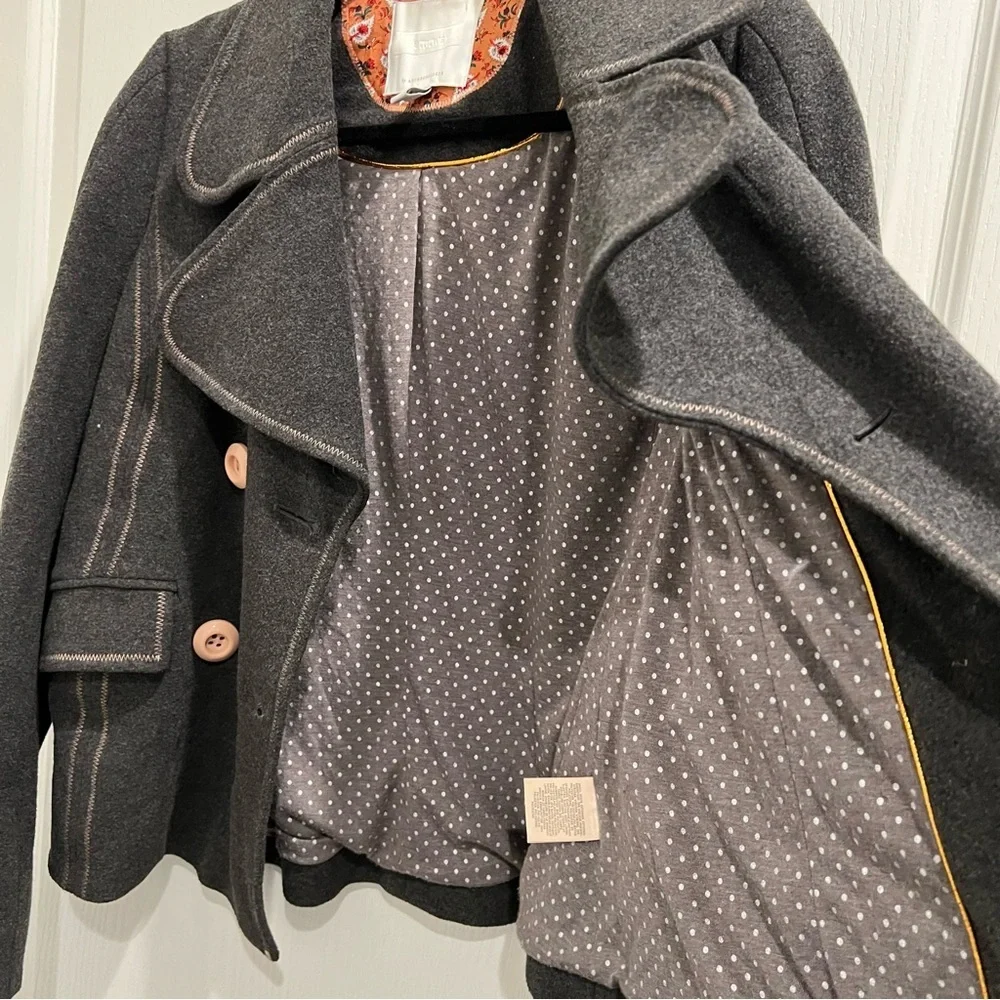 Anthropologie x ettwa Dark Gray Double Breasted Cropped jacket size 2